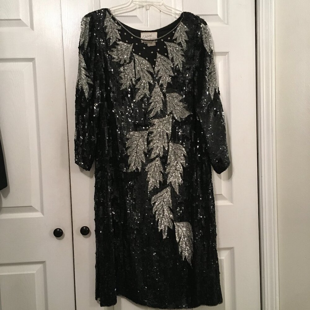 Le Mieux Paris Cocktail Sequined Silk Dress VTG